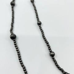 Vintage Southwestern Style Long Hematite Gray Beaded Strand Necklace Classic