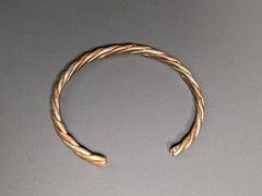 Copper Brass Silver Plated Cuff Bracelet Twisted Mixed Metal 7″ Vintage