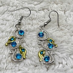 Vintage Blue Butterfly Jewelry Set Y Drop Necklace Earrings Fairycore