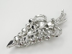 HIGH END Clear Glass Rhinestone 3D Effect Statement Brooch 4″ Unsigned Designer