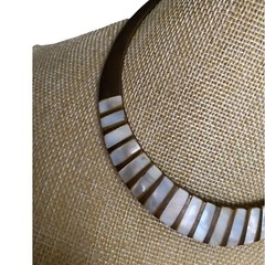 BEAUTIFUL Egyptian Brass Choker With Mother Of Pearl Inlay Collar Bib Necklace