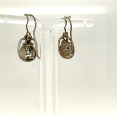 Vintage Sterling Signed 925 Filigree Ornate Topaz Gemstone Lever back Earrings