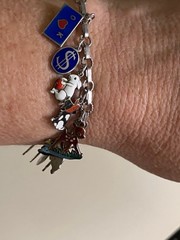 RARE VINTAGE AUSTRIA 800 SILVER ENAMEL LOADED CHARM BRACELET ESTATE FIND A+
