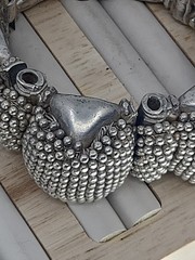 Antique Rajasthan Tribal Sterling Silver Granulated Bracelet 290g Handmade 6.75