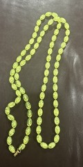 Vintage Lime Green Lucite Bead Long Necklace Single Strand 53”