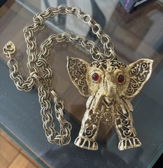 D&E Juliana Vintage Articulated Filigree Elephant Necklace ( Book Piece )