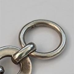 Vintage Sterling Silver Circle Link Bracelet Modernist Minimalist Toggle Round