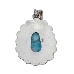 Vintage Sterling Silver 925 Larimar Filigree Pendant