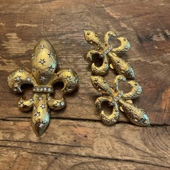 Vintage Signed Gold Tone RJ Graziano “Fleur De Lis” Brooch & Clip On Earrings