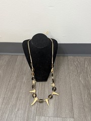 Vintage Handmade Knotted Carved Shell Boho Tribal Necklace