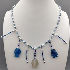 Tropical Fish Art Glass Necklace Artisan Made Bead 19″ Vintage MermaidCore Beach