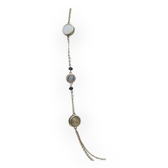 Blue Cabochon & Neutral Stone Long LOFT Necklace – Romantic Classic Chic