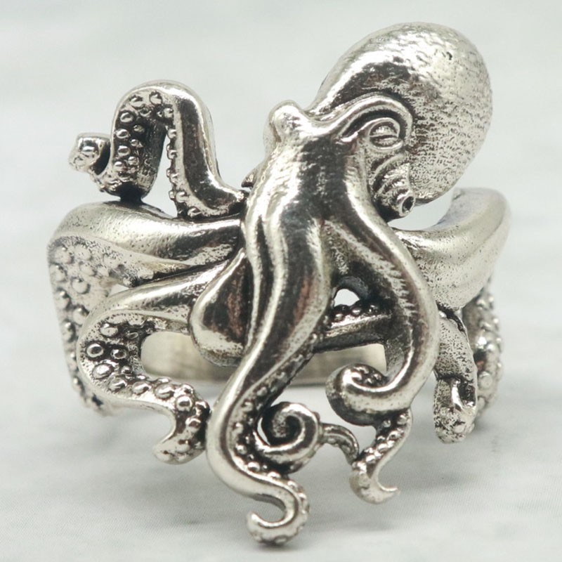 Buy 3 Get 1 Free 8.4g Kraken Gothic Octopus Tentacles Mens Present Silver Rings