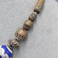 Antique Necklace Enamel Ceramic Filigree 15 in
