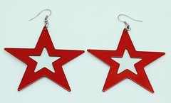 simple double white & red color Star metal Large Drop Dangle fashion earrings