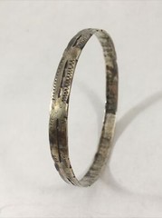Silver Southwestern Style Bracelet 2.25″ Diameter Thin Bangle Vintage