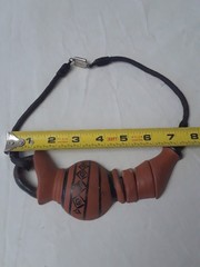 Unique Vintage Terracotta Clay Pottery Choker Necklace on Black 17 inch Cord