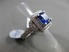 ESTATE LARGE 2.46CT DIAMOND & TANZANITE 18KT WHITE GOLD FILIGREE ENGAGEMENT RING
