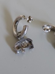 Vintage Sterling Silver Carol Felley Chunky Hippo Hoop Statement Earrings Africa