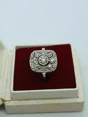 MAGNIFICENT CIRCA VINTAGE RING 2.26 CT SIMULATED DIAMOND 14K WHITE GOLD PLATED