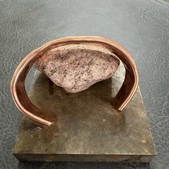 Brutalist Heavy Thick Men’s Hammered Wide Copper Artisan Cuff Bracelet Shiny