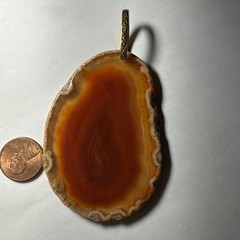 Pendant Agate Red Orange Huge 75mm Long 51mm Wide Vintage