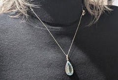 Vintage Estate Large Aquamarine & Diamond 18k White Gold Pendant