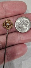 Antique Victorian Tested 10k Gold & Real Diamond Triple Heart Hat Pin Read Read