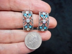 Authentic Vintage 1990’s Silver Tone Rhinestone Clip Glamour Earrings