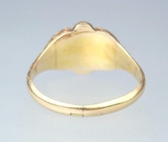 Pretty Antique Victorian 15K Gold Turquoise Pearl Floral Engraved Ring 1869 5.75