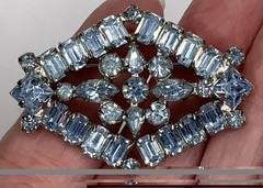 Vintage Sky Blue Baguette Round Marquis Rhinestone Brooch Pin