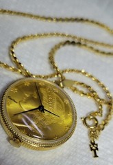 Vintage Eastman Liberty Coin Pendant Watch Swiss Movement Necklace