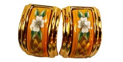 Hermès Cloisonné Luxury Enamel Women’s Yellow Gold-Tone Clip-on Earrings