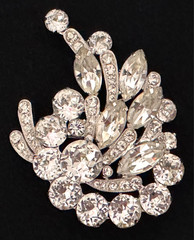 Vintage Eisenberg Ice Brooch Clear Sparkling Rhinestones