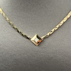 Vintage Panetta 80s Dainty Rhinestone Necklace Gold Tone 15.5″