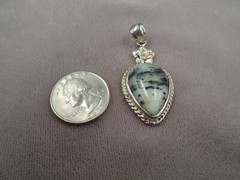 Vintage Southwest Sterling White Buffalo Turquoise Flower Teardrop Pendant