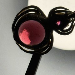Vintage 14K Yellow Gold Rhodolite Garnet Spider Beetle Insect Brooch Pendant