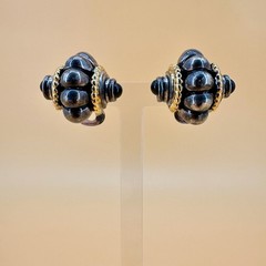 Vintage Earrings Curved Huggie Silver Gold Tone 1990s Runway Etruscan Style
