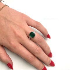 Classic 4.00Ct Lab-Created Emerald Wedding 925 Silver Ring 14K White Gold Finish
