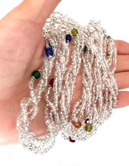 Vintage Glass Bead Crystal Multi-strand Necklace .5*30 inches