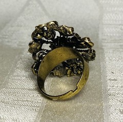 Vintage Aurora Borealis Rhinestone Ornate Statement Cocktail Ring Adjustable