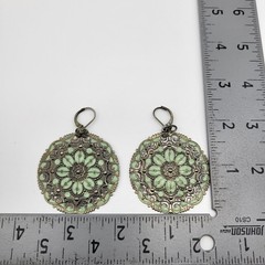 Fabulous bold enamel metal pierced dangle earrings Spring flowers boho