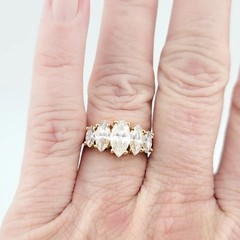 Vtg Sz 7 Ring ESPO Graduated Marquise Cubic Zirconia 14KGE Jewelry Esposito