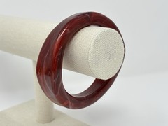 Vintage Chunky Marble Swirl Burgundy Red Asymmetrical Bangle Bracelet 8″ Retro
