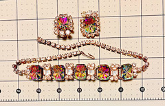 Juliana DeLizza Elster Necklace Earring Watermelon Multifacet Jonquil Rhinestone