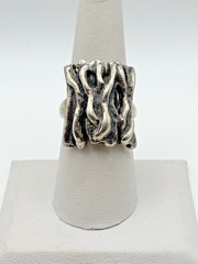 Vintage Sterling 925 BRUTALIST FREE-FORM UNIQUE RING Size 7.5 10.77grams
