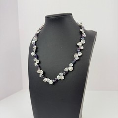 Freshwater Keshi Pearl OP Signed Sterling Silver Lavender Purple 16″ Necklace
