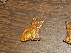 Lot 100 Matching Cats R L France Vintage 60s Brass Stampings Findings Jewelry