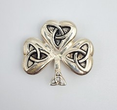 AA 925 Vintage Sterling Silver Celtic Trinity Knot Shamrock Pendant/Brooch Pin