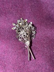 Woman’s Silver Turquoise Brooch Flower Bouquet